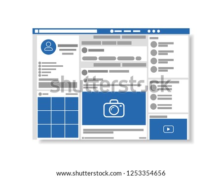 Web page browser, concept of social page interface on the laptop, vector illustration.