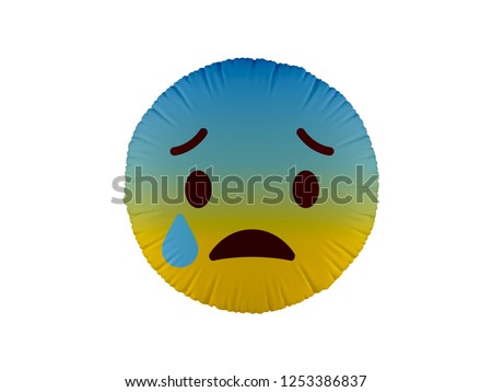 Realistic 3d yellow Anxious Face With Sweat emoji pillow. On white islolated backround