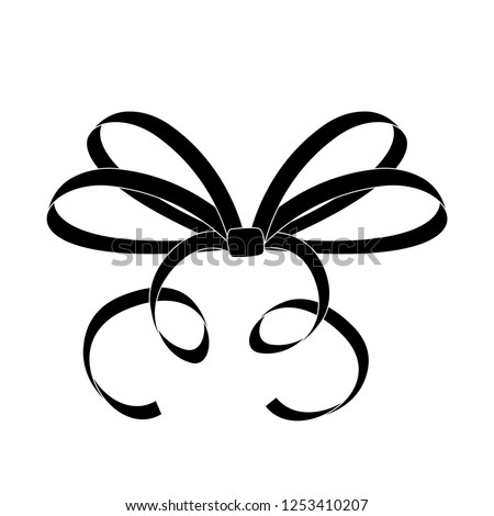 Bow. Thin tied ribbon. Black icon. Vector illustration isolated on white background