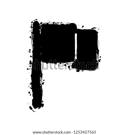 Simple flag icon. Black ink with splashes on white background