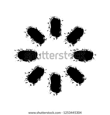 Loading or wait icon. Black ink with splashes on white background