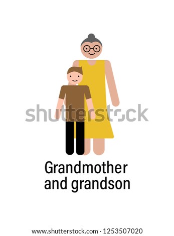 Grandmother and grandson icon can be used for web, logo, mobile app, UI UX
