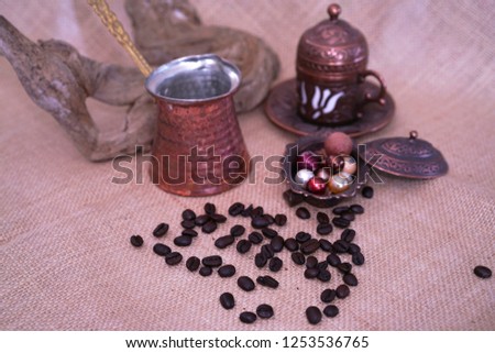  Turkish coffee and beans                              
