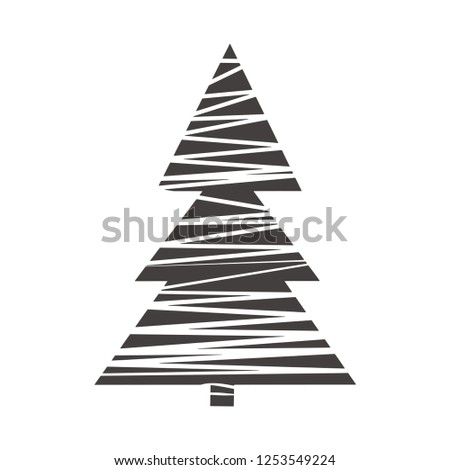 Vector illustration of Stylized ribbon New Year tree  isolated on white background