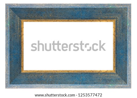 Vintage blue frame on a white background, isolated