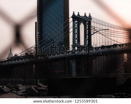 Manhattan Bridge through wired mesh