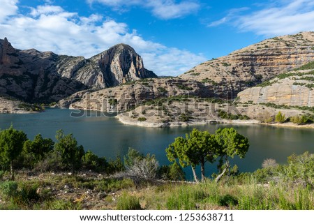 Vadiello reservoir in Guara Natural Park, Huesca, Spain Royalty-Free Stock Photo #1253638711