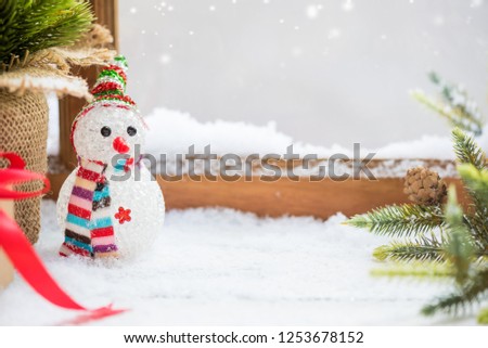 Christmas and Happy New Year background. Winter season holiday with decoration and copy space for text.
