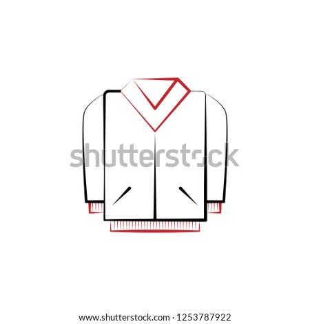 New year trip, coat 2 colored line icon. Simple hand drawn color element illustration. coat outline symbol design from camping set New year trip