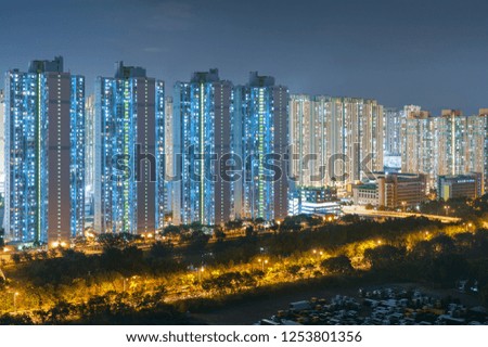 Public estate in Hong Kong city at night