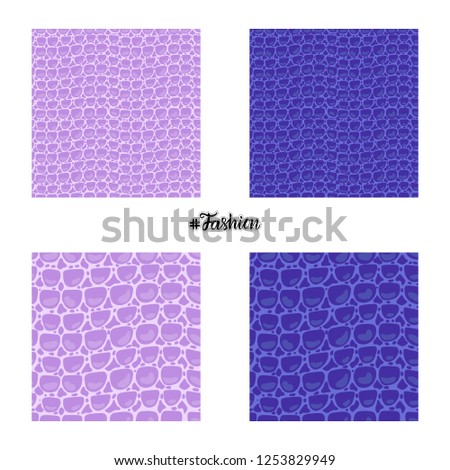 Set seamless pattern. Vector Leather Fashion texture blue and purple trandy Leather background. Merry Christmas and New Year luxurious holiday design card.