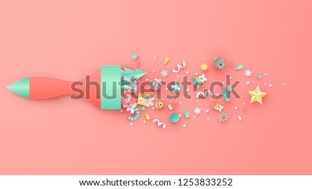 Christmas ornaments decorate in the form of a brush paint. Brush paint design for Christmas. paper cut and craft style. vector, illustration.