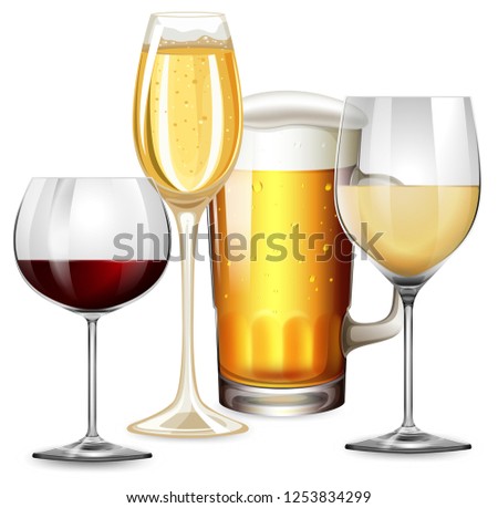 Set of alcoholic beverages illustration