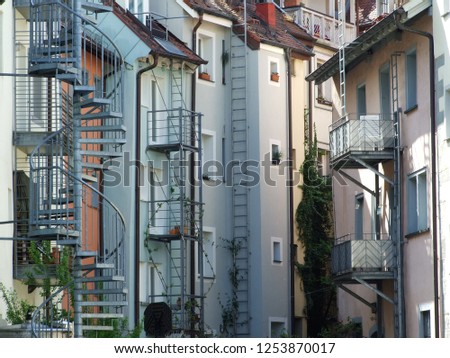 Fire Stairs on Residential Buildings in Konstanz (Federal Republic of Germany)