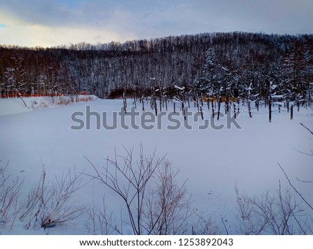 Moutain view in the morning at hokkaido japan