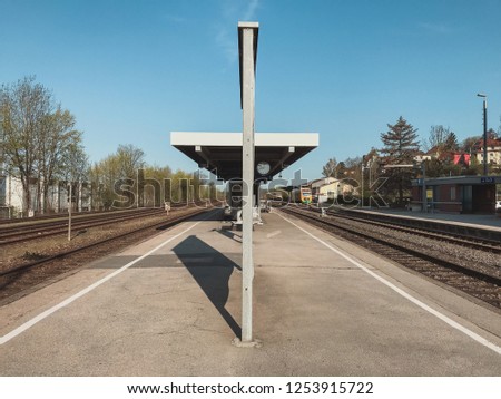 Iron Canopy Construction On The Railway Station Platform - Cham, Bavaria, Germany