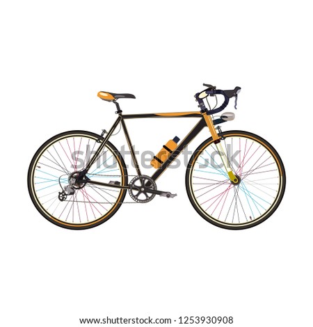 Vector illustration of road bike isolated on white background. Road racing bicycle without rear and front fenders   in flat style.