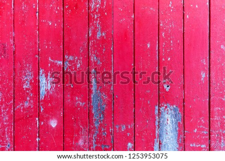 Wood board. Vintage red color painted wood wall as background or texture, Natural pattern. Blank copy space.