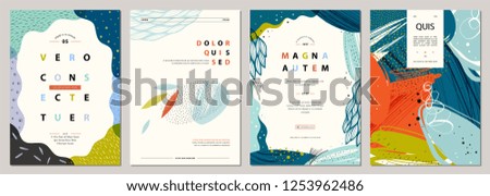 Set of abstract creative universal artistic templates. Good for poster, card, invitation, flyer, cover, banner, placard, brochure and other graphic design. Vector illustration.