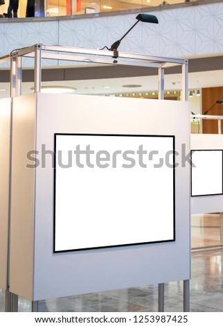 mockup and template signboard blank advertising or light box with copy space for your text message or media and content, signage with shadow in white frame with interior background display exterior.