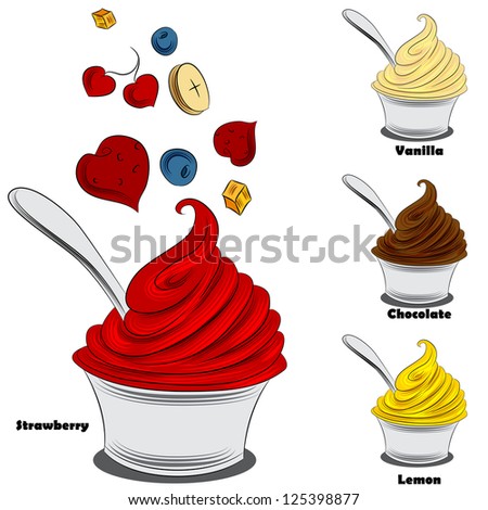 An image of a frozen yogurt with toppings.