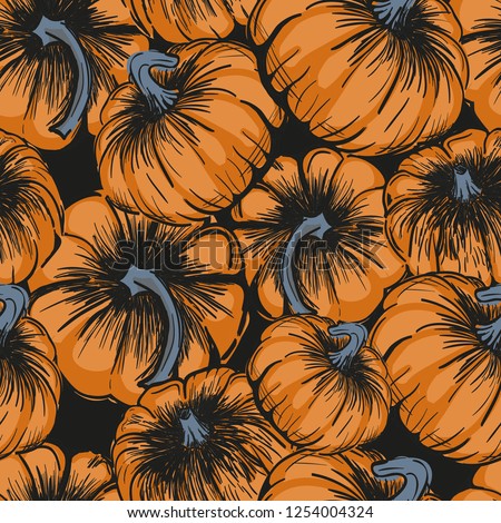 Hand drawn seamless pumpkin pattern (Vector Illustration)