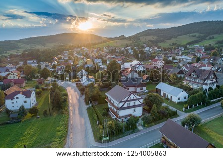 Tylicz aerial view Royalty-Free Stock Photo #1254005863