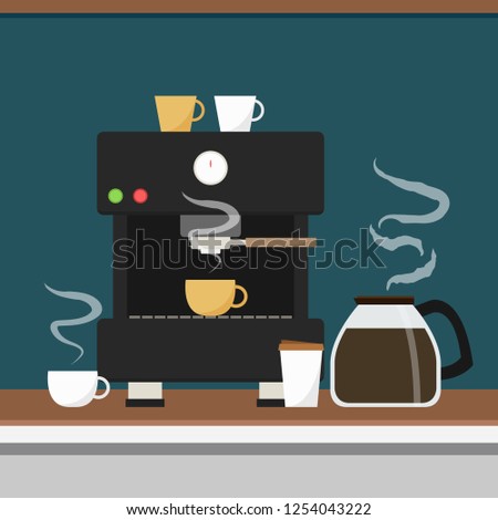 Coffee bar vector. free space for text. wallpaper. background.