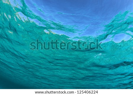 Underwater Background of Water Waves from below the surface