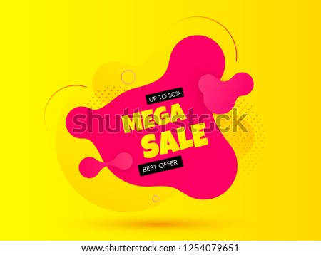 Sale banner. Bright background. Discount offer price tag. Trendy gradient fluid design. Vector illustration.
