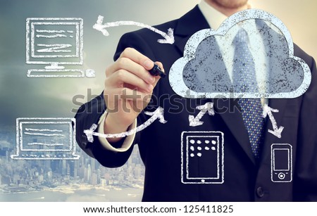 Cloud computing, technology connectivity concept Royalty-Free Stock Photo #125411825
