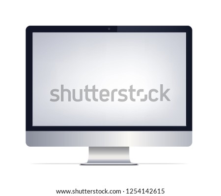 Vector realistic monitor with web camera on white background mockup