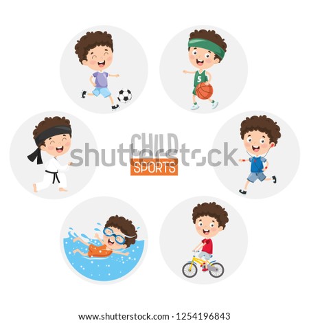 Vector Illustration Of Child Sports
