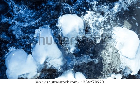 Beautiful vibrant picture of glacier and glacier lagoon with water and ice in cold blue tones, Glacier Bay, icebergs in the water