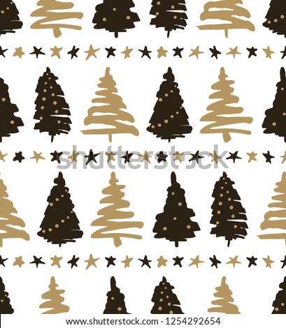 Seamless pattern, Christmas tree on a white background. Vector illustration.
