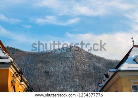 Winter Landscape from Brasov, Romania. A look at the hill from the street.