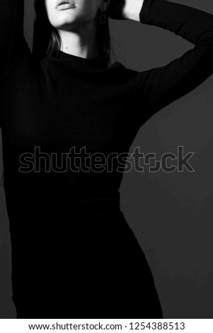 Fashionable and stylish photograph of a model in the studio close-up
