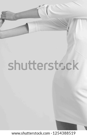 Fashionable and stylish photograph of a model in the studio close-up