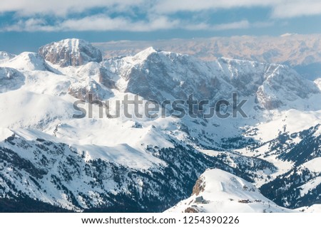 Amazing view of the Italian Alps in winter
