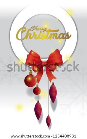 Christmas background with fir branch and red baubles. Vector illustration white background