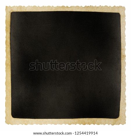 Vintage blank old black and white photo isolated on white background.