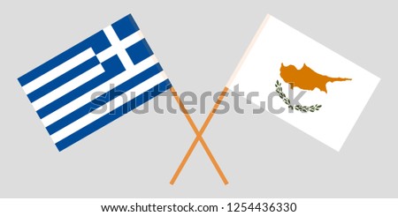 Cyprus and Greece. The Cyprian and Greek flags. Official proportion. Correct colors. Vector illustration
