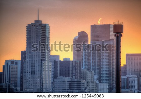Partial Denver Skyline at Sunrise