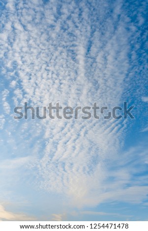 Beautiful blue sky with spindrift clouds.