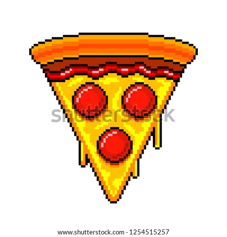 Pixel art slice of pizza detailed illustration isolated vector