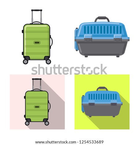 Isolated object of suitcase and baggage icon. Set of suitcase and journey vector icon for stock.