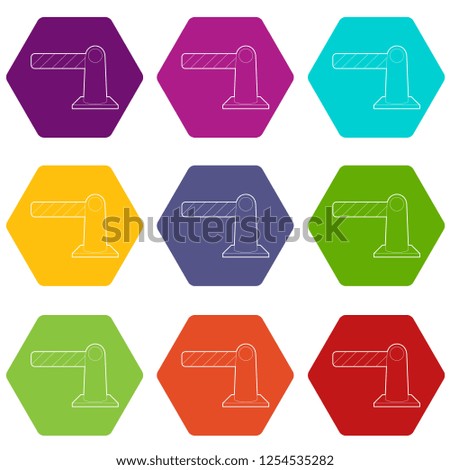 Parking entrance icons 9 set coloful isolated on white for web