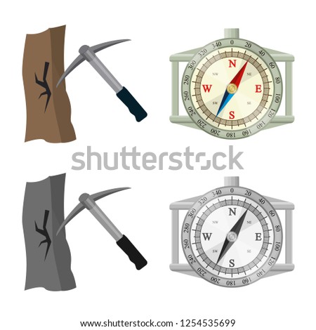 Isolated object of mountaineering and peak sign. Collection of mountaineering and camp stock vector illustration.