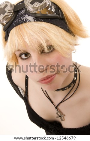 young alternative girl portrait on white background