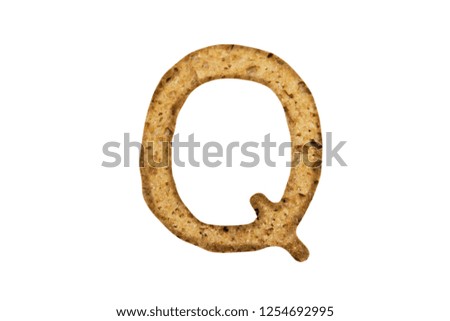 Isolate bread letter Q, alphabet on white background
